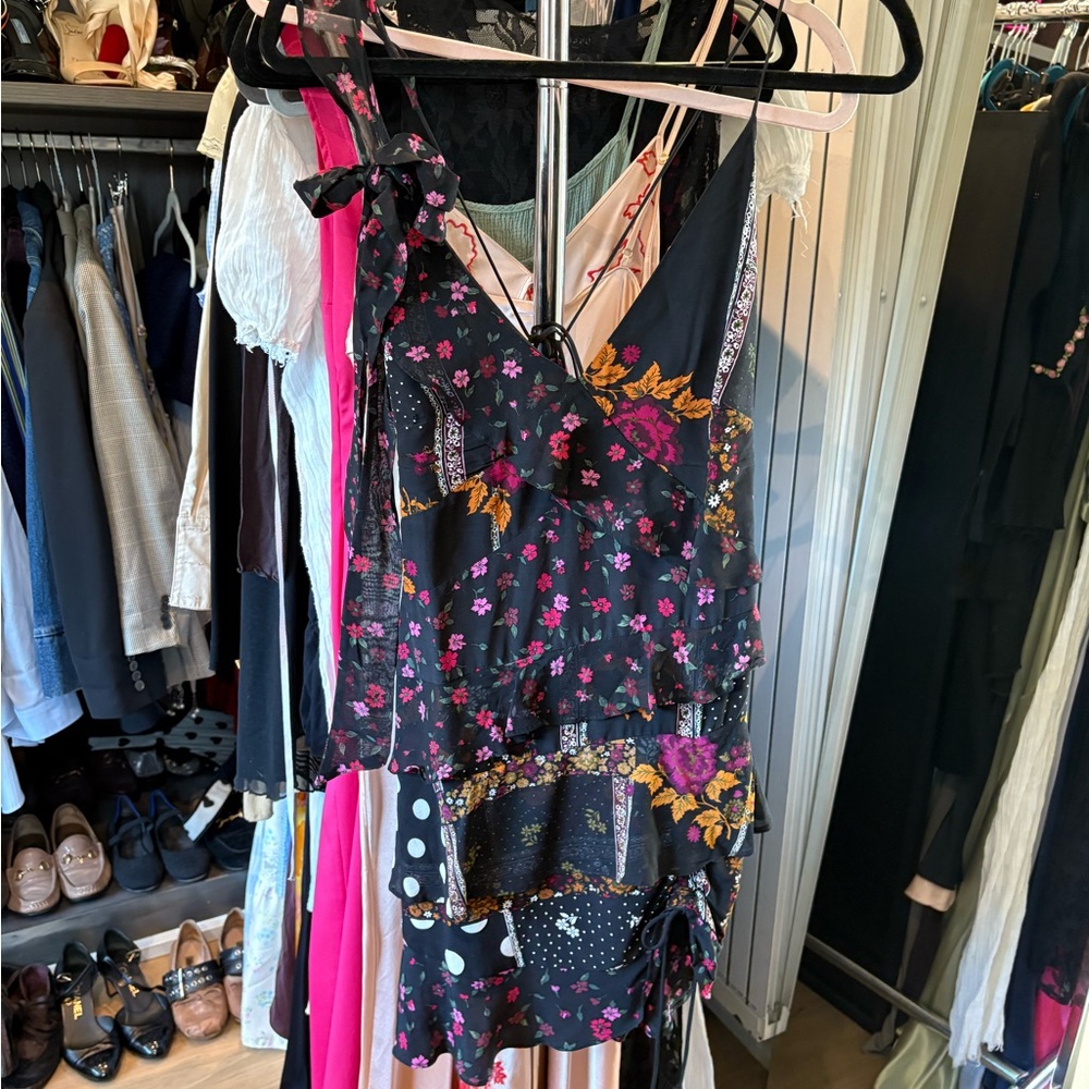 For Love And Lemons Black and Pink Asymmetrical Dress